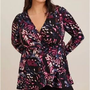 Torrid Studio Knit Surplice Wrap Long Sleeve Top Size 0